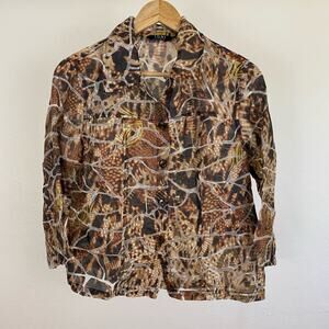 NWT Toni Morgan Pop Goes Spring Sheer Snake Animal Print Button Down Shirt - S